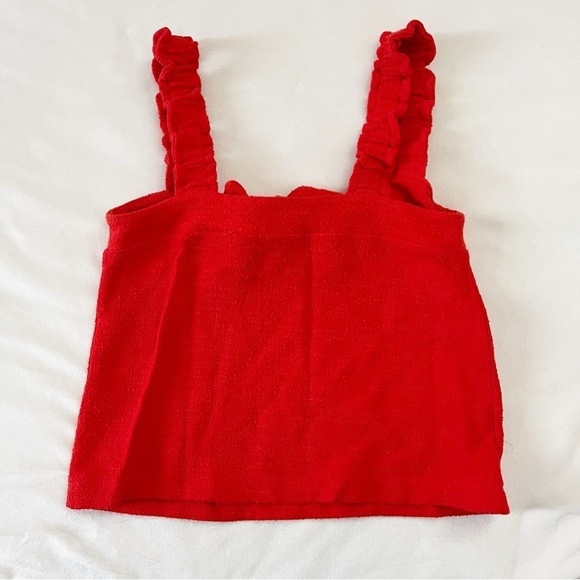 Madewell Tie Front Bow Tank Red - Picture 3 of 6